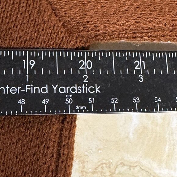 1970s Vintage Brown w Red Suede Front Shawl Cardigan RETRO M Old Grandpa Hipster - Picture 13 of 15